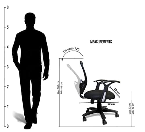 SmileSellers Star Execuative Ergonomic Office Chair| Height Adjustable Seat | Upholstered Seat and T Type armrest Provides Better Comfort |Push Back Tilt Feature |Mid Back