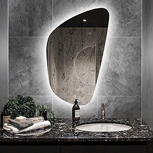 SmileSellers 3D Design LED Oval Wall Mirror with Touch Sensor, Warm Light, Cool Day Light & White Light | Modern Backlit Bathroom, Bedroom & Living Room Mirror (25x16 Inch, Framed)