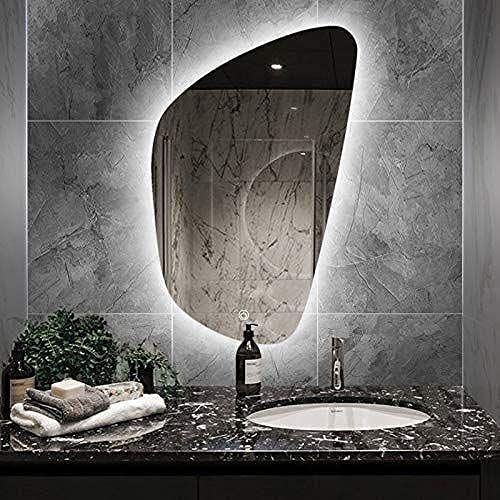 SmileSellers Led Mirror Glass Backlit Wall Mount Odd Design Bathroom Mirror with 3 Color Small Size (25x16 Inch)