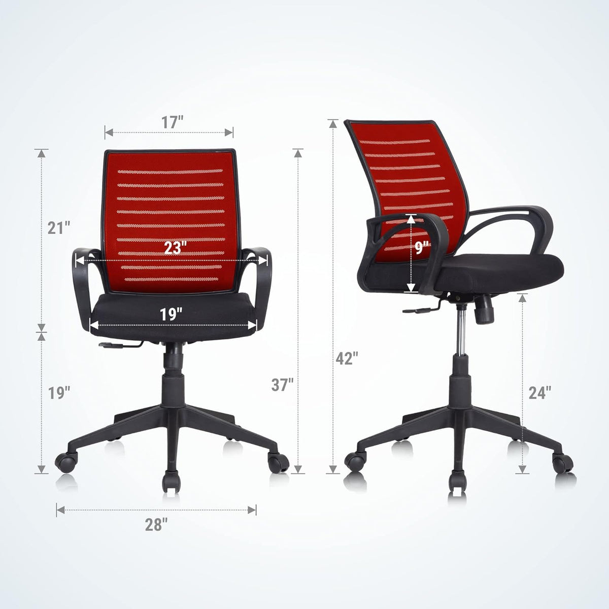 SmileSellers Boom Ergonomic Mesh Mid-Back Office Chair with Adjustable Height, Tilt Lock, Cushioned Seat & Heavy-Duty Revolving Base | Comfortable Desk Chair for Work from Home, Study & Office Use