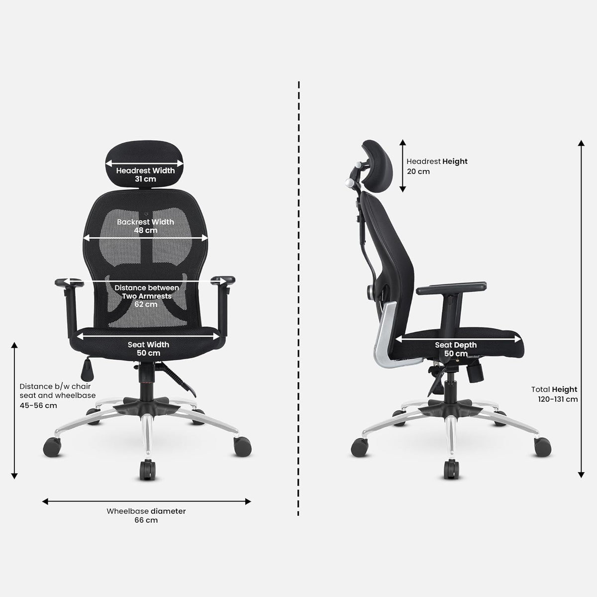 SmileSellers Matrix Ergonomic High Back Mesh Office Chair with Adjustable Armrests, Superb Lumbar Support & Breathable Backrest for Home and Office Use