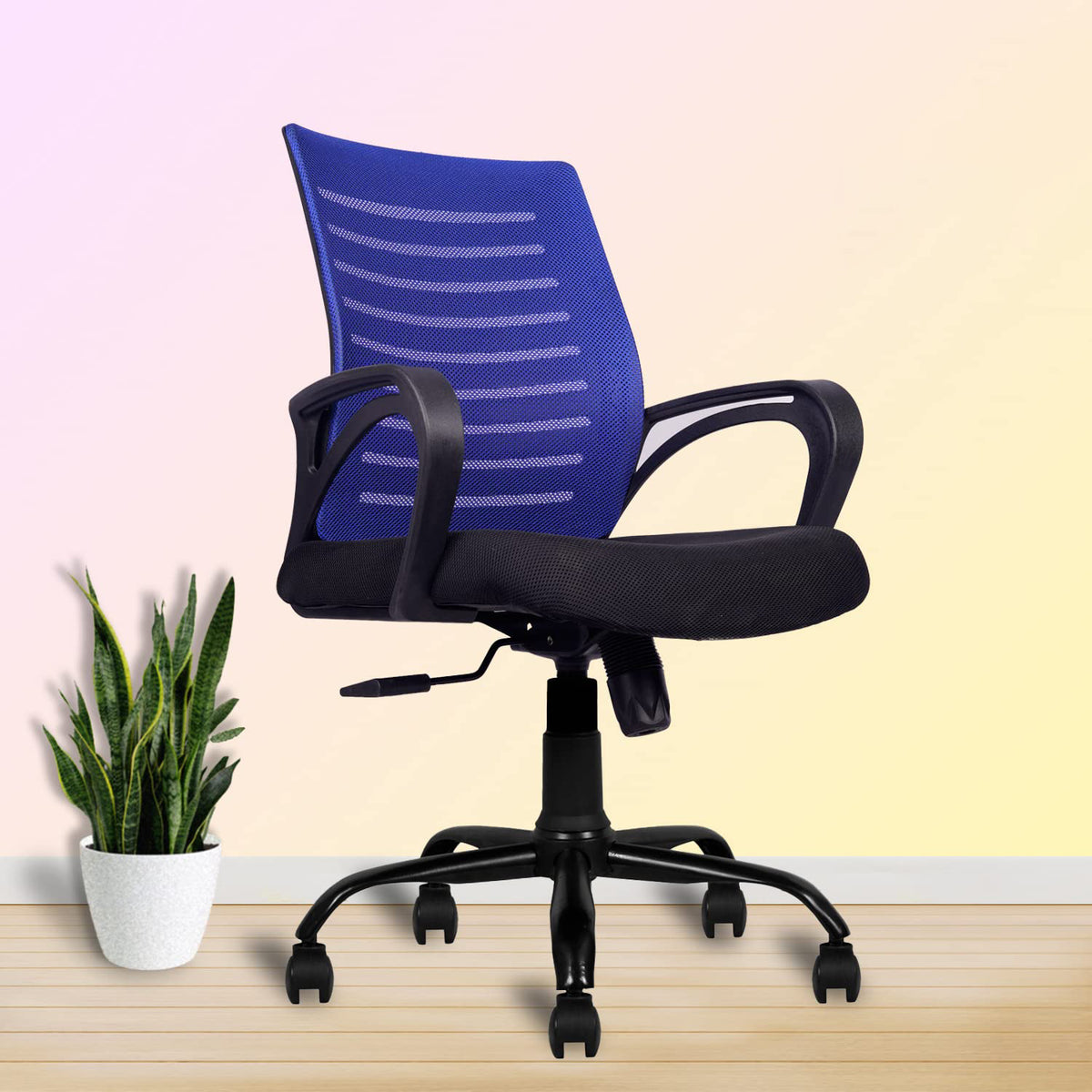 SmileSellers Boom Ergonomic Mesh Mid-Back Office Chair with Adjustable Height, Tilt Lock, Cushioned Seat & Heavy-Duty Revolving Base | Comfortable Desk Chair for Work from Home, Study & Office Use