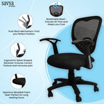 SmileSellers Star Execuative Ergonomic Office Chair| Height Adjustable Seat | Upholstered Seat and T Type armrest Provides Better Comfort |Push Back Tilt Feature |Mid Back