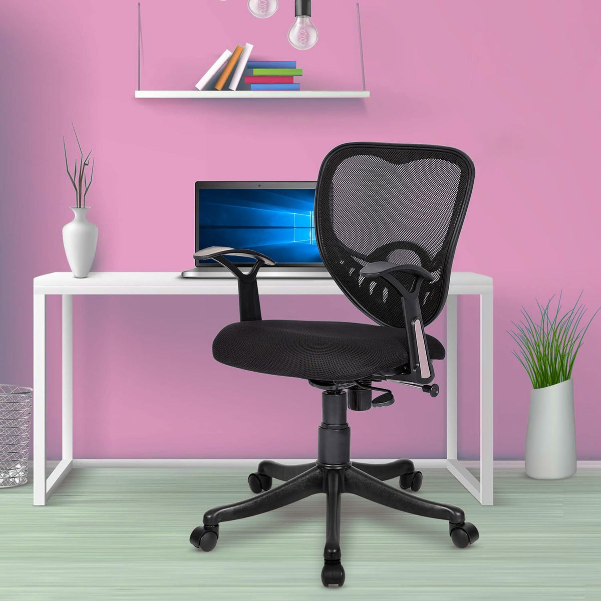 SmileSellers Star Execuative Ergonomic Office Chair| Height Adjustable Seat | Upholstered Seat and T Type armrest Provides Better Comfort |Push Back Tilt Feature |Mid Back