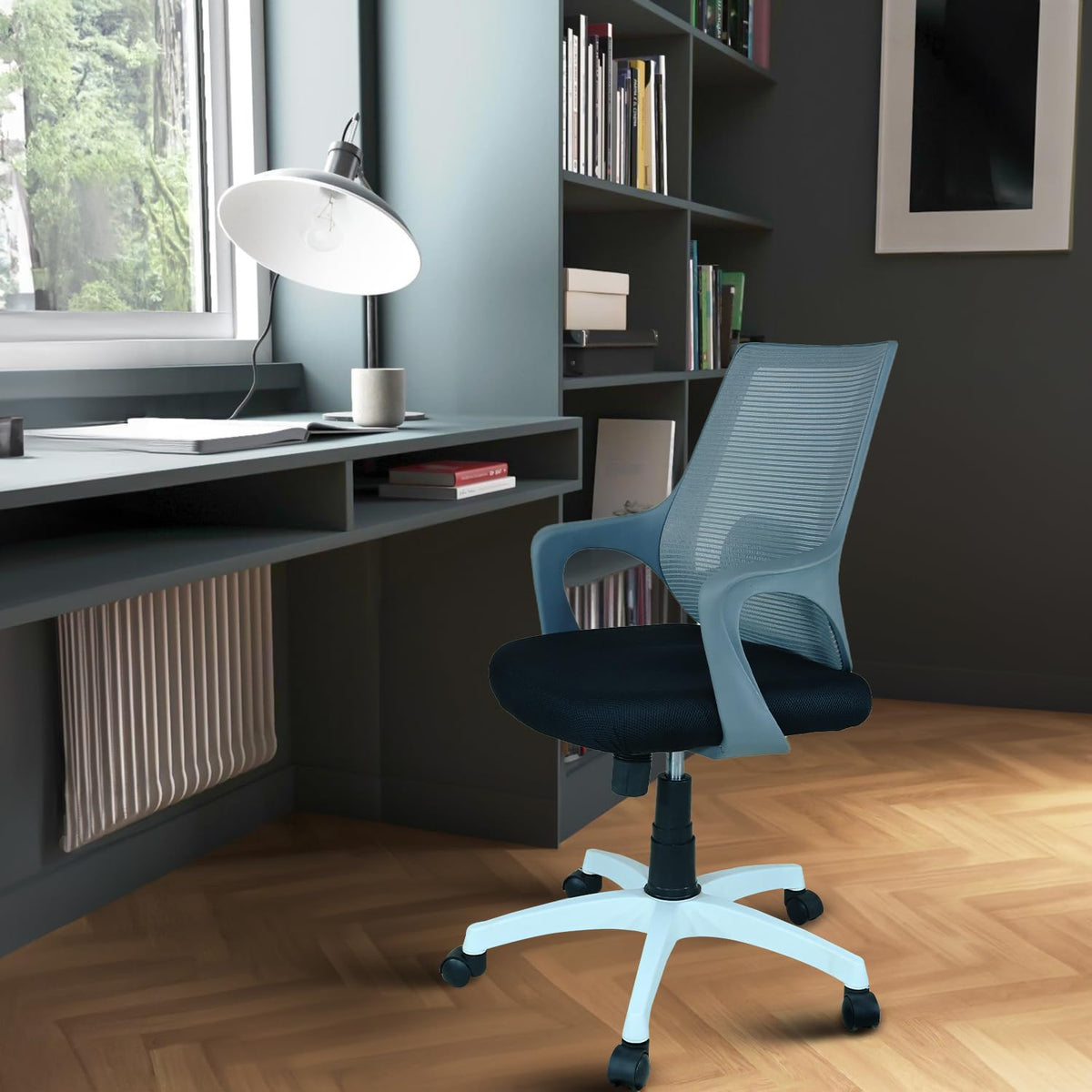 SmileSellers Pearl Ergonomic Mesh Mid-Back Office Chair with Adjustable Height, Cushioned Seat & Revolving Heavy-Duty Base | Study, Computer & Work from Home Chair