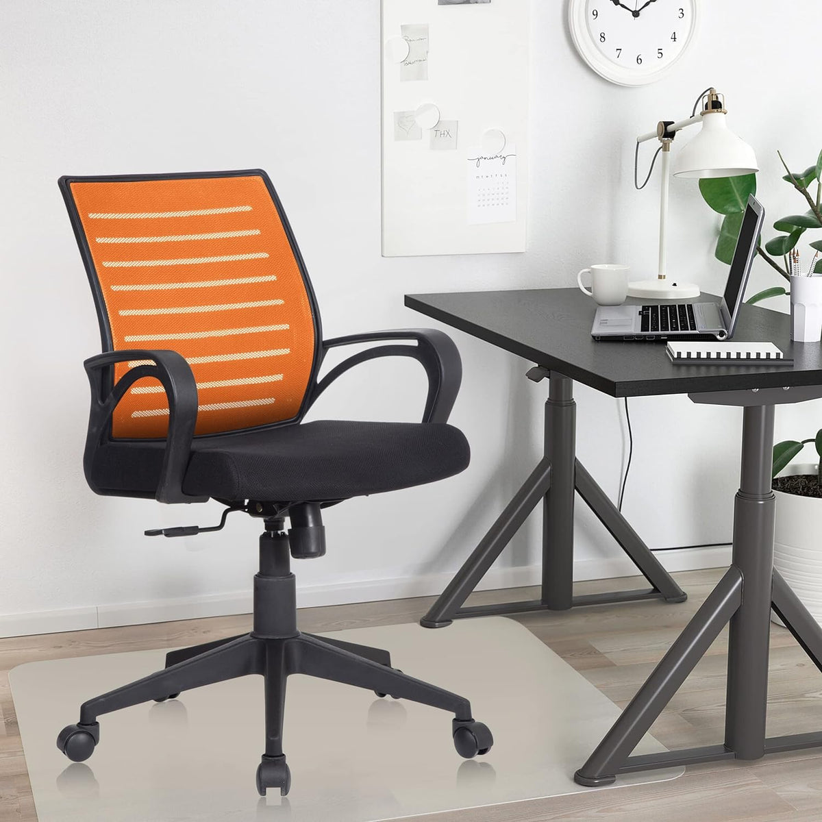 SmileSellers Boom Ergonomic Mesh Mid-Back Office Chair with Adjustable Height, Tilt Lock, Cushioned Seat & Heavy-Duty Revolving Base | Comfortable Desk Chair for Work from Home, Study & Office Use