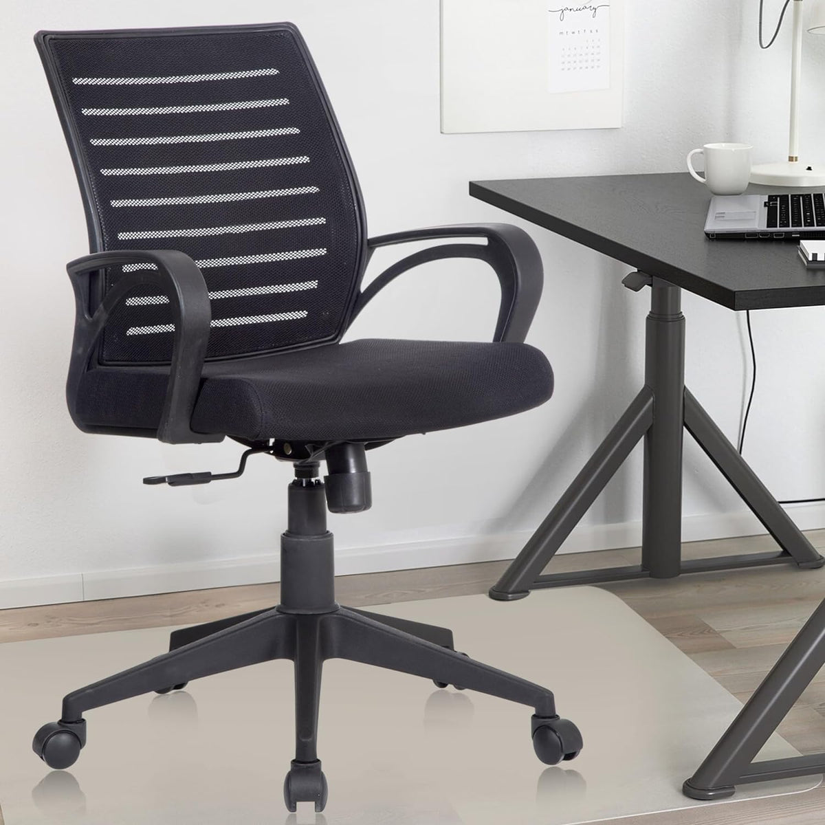 SmileSellers Boom Mesh Mid-Back Ergonomic Desk Office Chair with Tilting Mechanism, Comfortable Seat, and Revolving Heavy Duty Metal Base | Ideal for Work from Home & Study