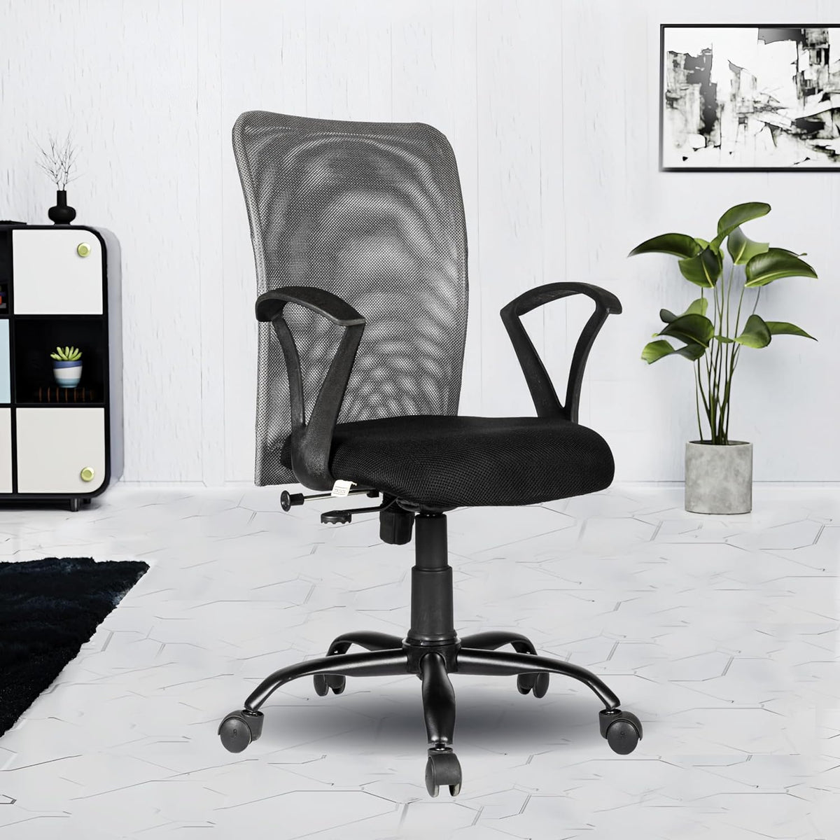 SmileSellers Ergonomic Mesh Mid-Back Office Chair with Tilt Lock, Adjustable Height, Comfortable Seat & Heavy-Duty Metal Base for Work from Home, Study, and Office