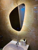 SmileSellers 3D Design LED Oval Wall Mirror with Touch Sensor, Warm Light, Cool Day Light & White Light | Modern Backlit Bathroom, Bedroom & Living Room Mirror (25x16 Inch, Framed)