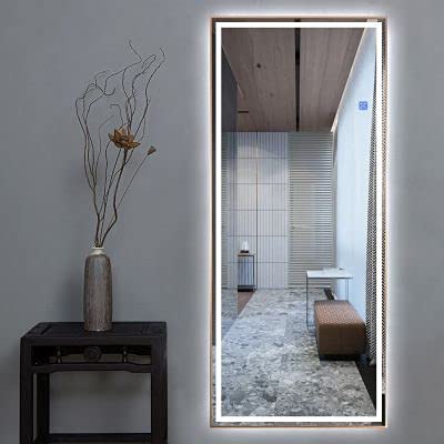 SmileSellers Glass 3D Beautiful Modern Designed LED Glass Mirror With White light +Warm Light+ Cool Day Light + DimmerLED Mirror (18x48)