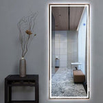 SmileSellers Glass 3D Beautiful Modern Designed LED Glass Mirror With White light +Warm Light+ Cool Day Light + DimmerLED Mirror (18x48)