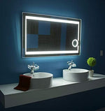 SmileSellers Glass LED Wall Mirror with Touch Sensor, Warm Light, Cool Day Light & Dimmer | Premium Framed Rectangular Bathroom, Bedroom & Living Room Mirror (24x18 Inch,3Light)