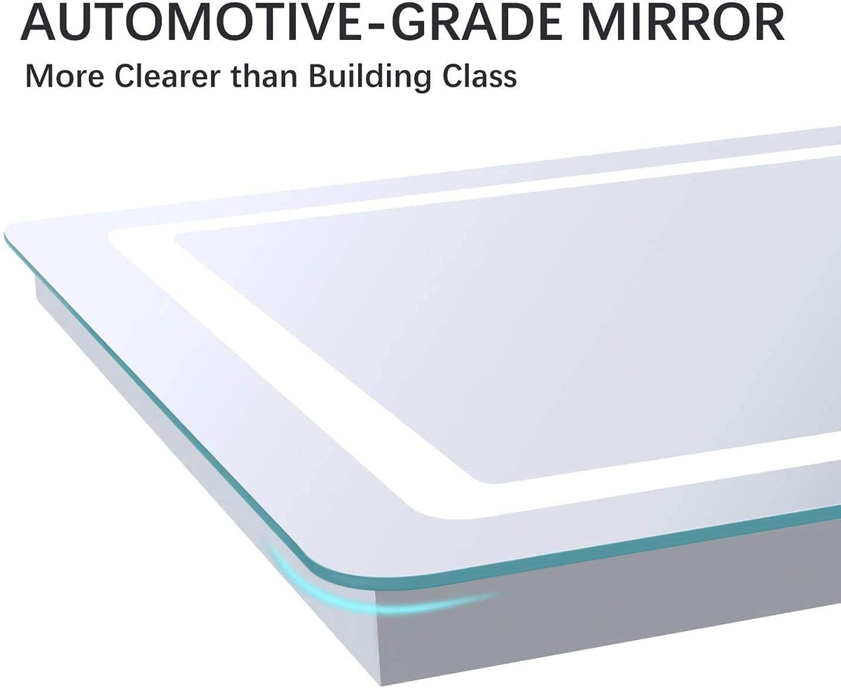 SmileSellers Glass LED Wall Mirror with Touch Sensor, Warm Light, Cool Day Light & Dimmer | Premium Framed Rectangular Bathroom, Bedroom & Living Room Mirror (24x18 Inch,3Light)
