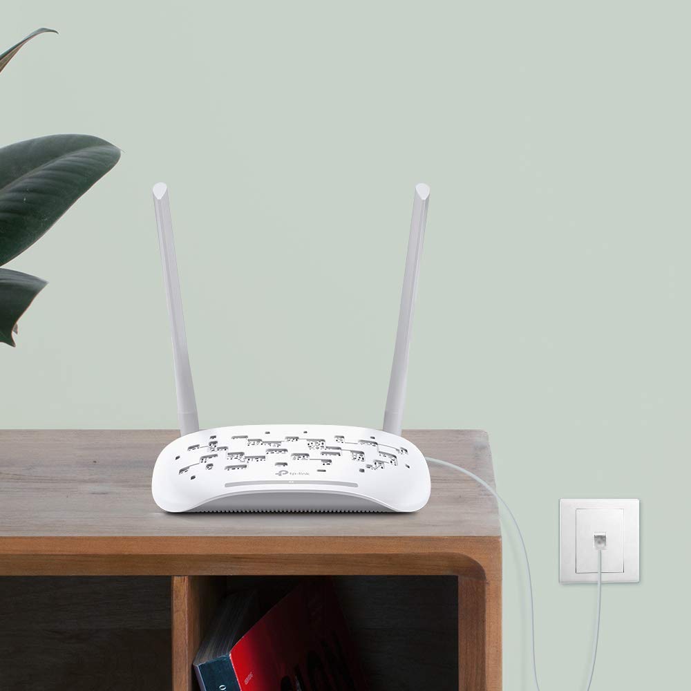 TP-LINK TD-W8961N Wireless N300 ADSL2+ Wi-Fi Modem Router, 2x 5dBi Omni directional Fixed antennas, Input ISPs supported- BSNL, MTNL, Tata Indicom (RJ-11 Port)