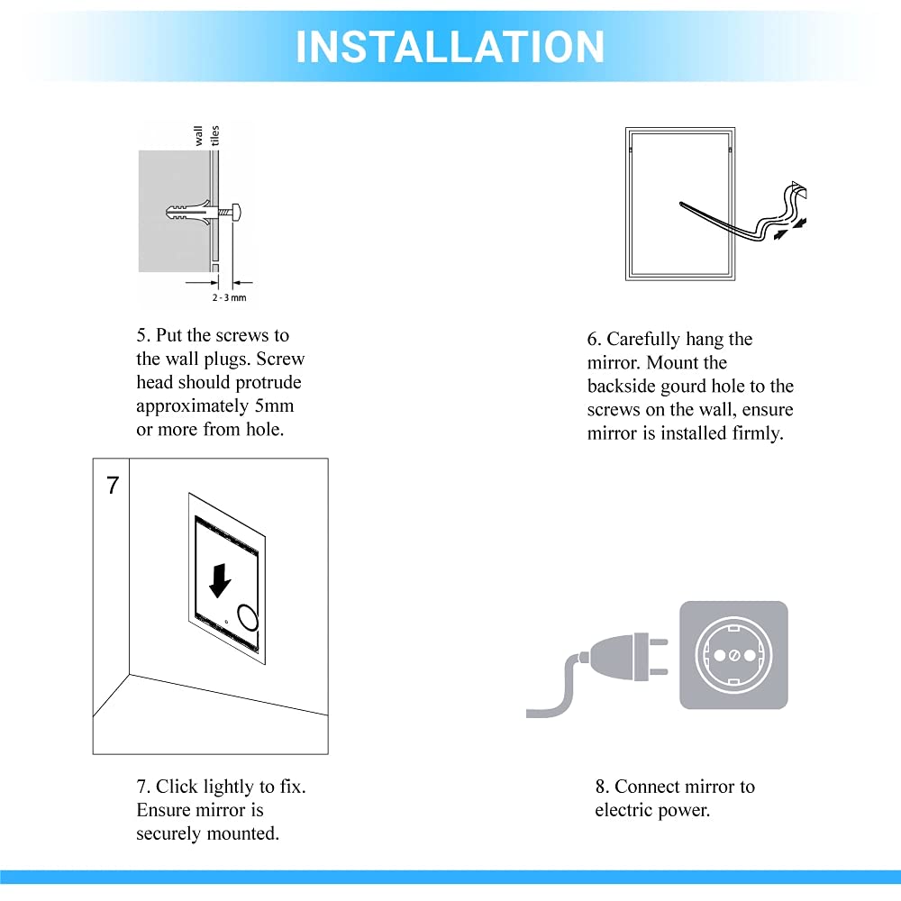 SmileSellers Glass LED Bathroom Mirror with Warm Light + White Light + Cool day Light + Dimmer-Wall Mounted Backlit- 24x36 Inch, for Home | Office | Bedroom | Drawingroom | Bathroom, Standard Size Mirror