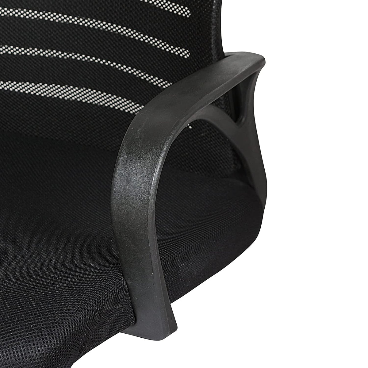 SmileSellers Mid Back Sturdy Metal Base Nylon Mesh Revolving | Heavy Duty Metal Frame | Office Visitor/Study | Ergonomic Chair (Black)