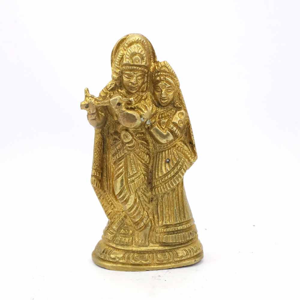SmileSellers Small Brass idol of Radha Krishna