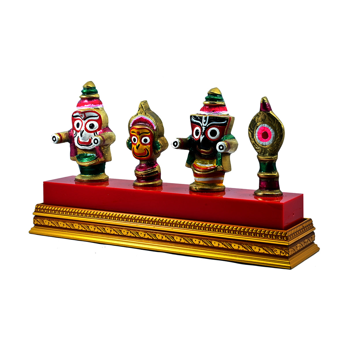 SmileSellers Jagannath Balabhadra subhadra Show Piece ,Handmade brass idol in glass box