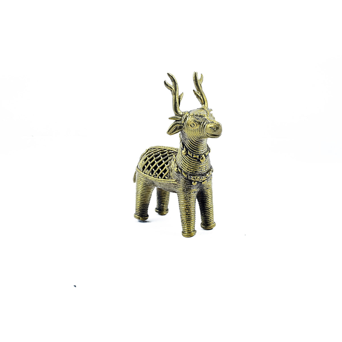 SmileSellers Handmade Brass Figurines In Dhokra Art (Set Of 2) ,Horse And Deer Show piece