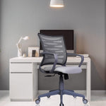 SmileSellers Zig Zag Ergonomic Mesh Mid-Back Office Chair with Adjustable Height, Tilt Lock, Cushioned Seat & Heavy-Duty Revolving Metal Base | Comfortable Desk Chair for Study, Home Office & Workstation Use