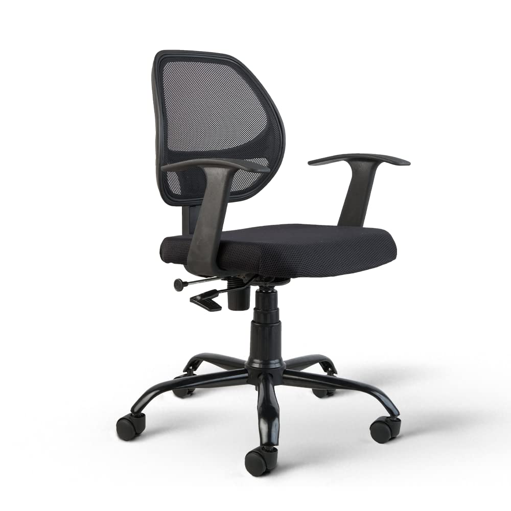 SmileSellers Arrow Mesh Mid-Back Ergonomic Desk Office Chair with Tilting Mechanism, Comfortable Seat, and Revolving Heavy Duty Metal Base | Ideal for Work from Home & Study