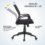 SmileSellers Boom Ergonomic Mesh Mid-Back Office Chair with Adjustable Height, Tilt Lock, Cushioned Seat & Heavy-Duty Revolving Base | Comfortable Desk Chair for Work from Home, Study & Office Use