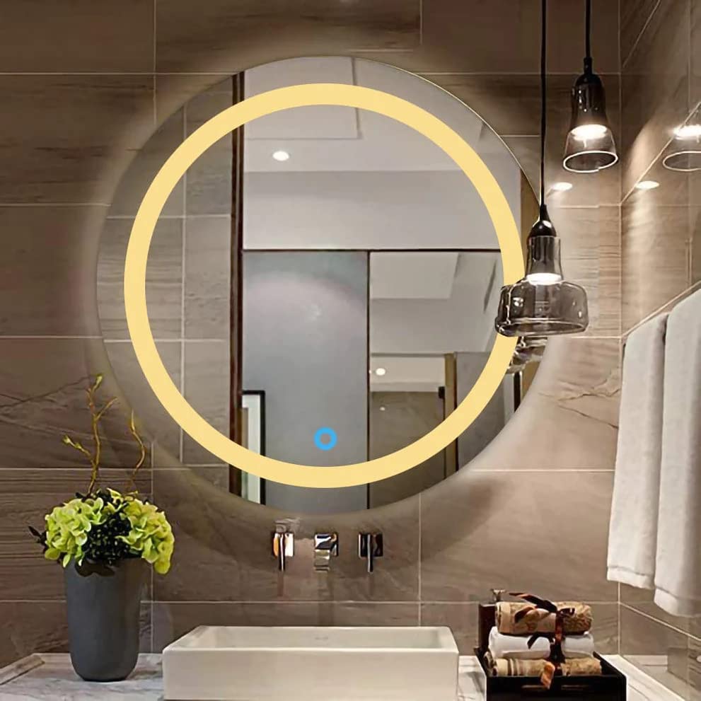 SmileSellers LED Front Light Mirror with Imported Touch Sensor + Dimmer + Single Click White + Cool Day Light + Warm Light for for Bathroom, Bedroom, Drawing Room, Washbasin( 30x30 Inch)