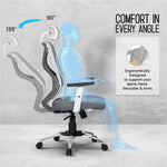 SmileSellers Hector High Back Ergonomic Gaming and Office Chair with Adjustable Armrests, Mesh Backrest, Multi-Tilt Lock Mechanism, and Cushioned Seat | Desk Chair for Work, Study & Gaming