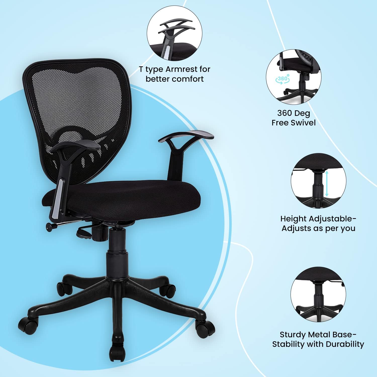 SmileSellers Star Execuative Ergonomic Office Chair| Height Adjustable