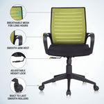 SmileSellers Boom Ergonomic Mesh Mid-Back Office Chair with Adjustable Height, Tilt Lock, Cushioned Seat & Heavy-Duty Revolving Base | Comfortable Desk Chair for Work from Home, Study & Office Use
