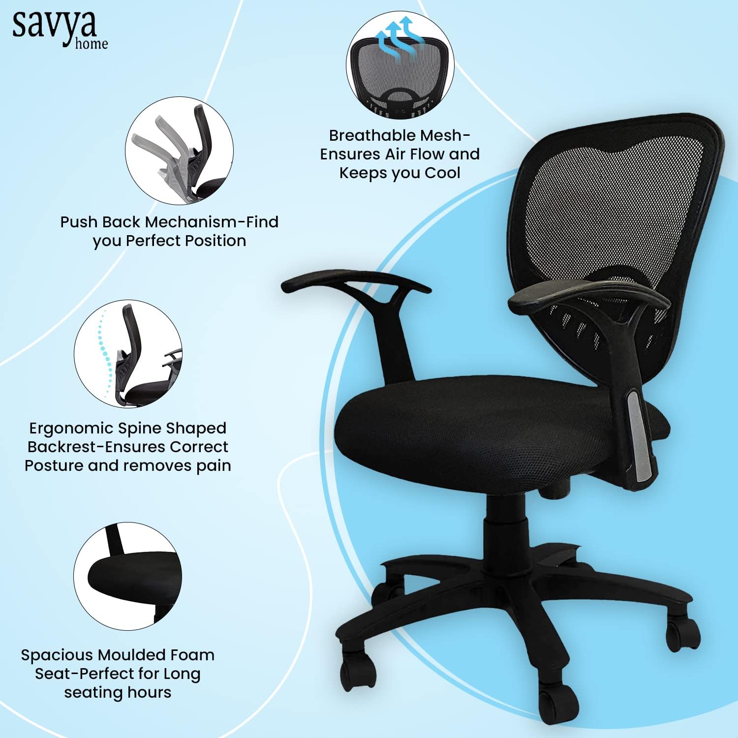 SmileSellers Star Execuative Ergonomic Office Chair| Height Adjustable