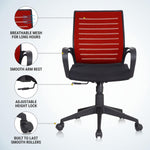 SmileSellers Boom Ergonomic Mesh Mid-Back Office Chair with Adjustable Height, Tilt Lock, Cushioned Seat & Heavy-Duty Revolving Base | Comfortable Desk Chair for Work from Home, Study & Office Use