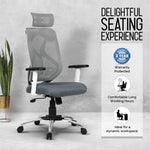 SmileSellers Hector High Back Ergonomic Gaming and Office Chair with Adjustable Armrests, Mesh Backrest, Multi-Tilt Lock Mechanism, and Cushioned Seat | Desk Chair for Work, Study & Gaming