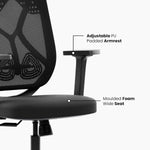 SmileSellers Hector High Back Ergonomic Gaming and Office Chair with Adjustable Armrests, Mesh Backrest, Multi-Tilt Lock Mechanism, and Cushioned Seat | Desk Chair for Work, Study & Gaming