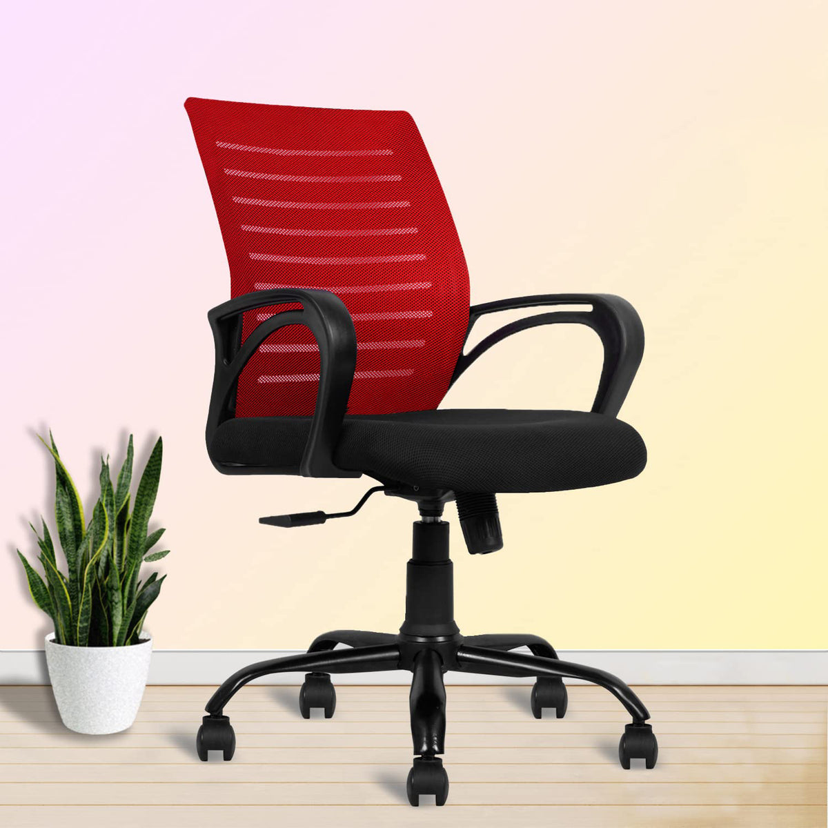 SmileSellers Boom Mesh Mid-Back Ergonomic Desk Office Chair with Tilting Mechanism, Comfortable Seat, and Revolving Heavy Duty Metal Base | Ideal for Work from Home & Study