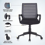 SmileSellers Boom Ergonomic Mesh Mid-Back Office Chair with Adjustable Height, Tilt Lock, Cushioned Seat & Heavy-Duty Revolving Base | Comfortable Desk Chair for Work from Home, Study & Office Use