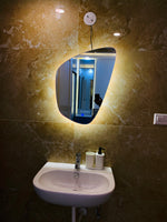 SmileSellers 3D Design LED Oval Wall Mirror with Touch Sensor, Warm Light, Cool Day Light & White Light | Modern Backlit Bathroom, Bedroom & Living Room Mirror (25x16 Inch, Framed)