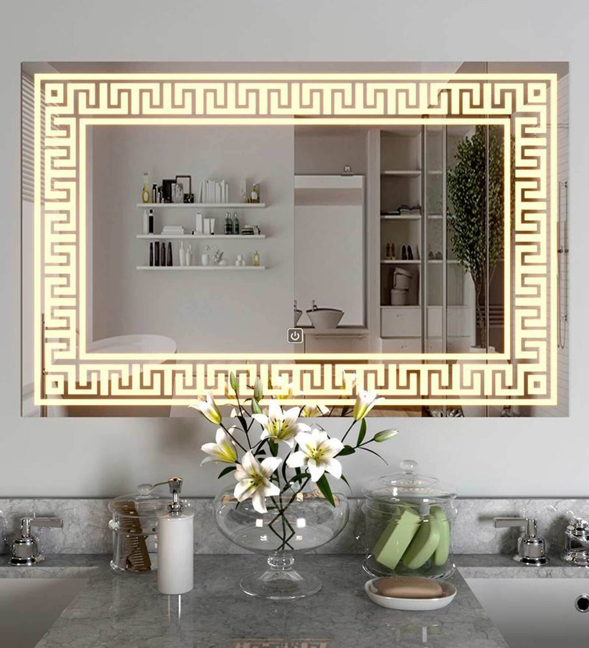 smilesellers Glam Glass LED Wall Mirror With Light-Wall Mounted Backlit- Inch, For Home Office Decor
