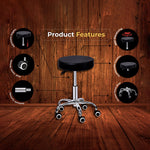 SmileSellers Height-Adjustable revolving Stool | Great for use in Salons, Bar, Schools, Hospital, Offices, Warehouses, Home or Garage | Height extendable from 16 inch to 22inch (White)