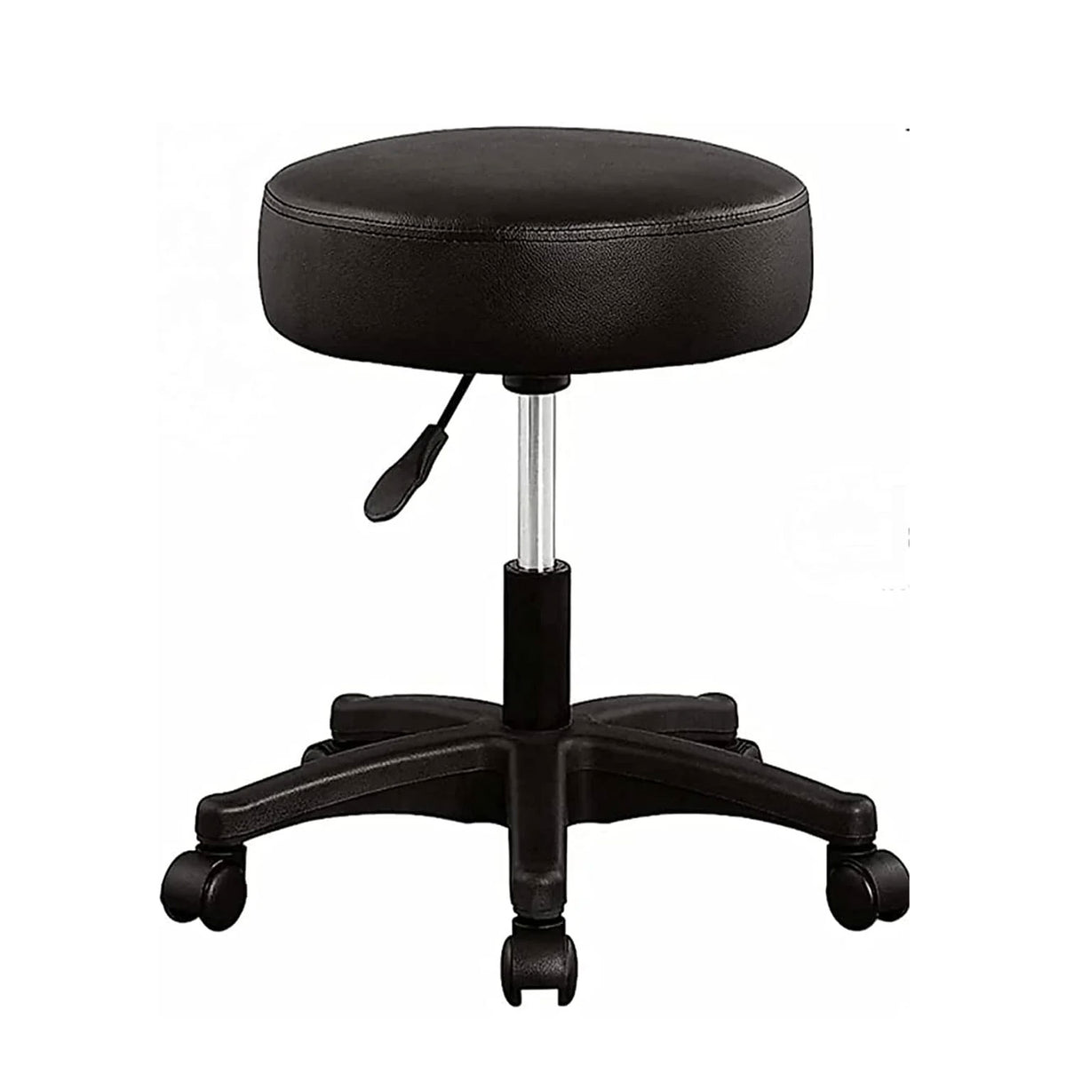 SmileSellers Height-Adjustable revolving Stool with 360-degree pivoting caster wheels |great for use in Salons, Bar, Schools, Hospital, Offices, Warehouses, Home or garage | black coloured | height extendable from 17 inch to 22 inch