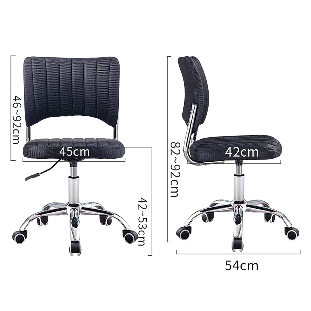 SmileSellers Work Chair Armless Mesh Breathable Swivel Desk Chair Ergonomic Swivel Chair for Home Office Reception Chair Seat Height: 42-53cm