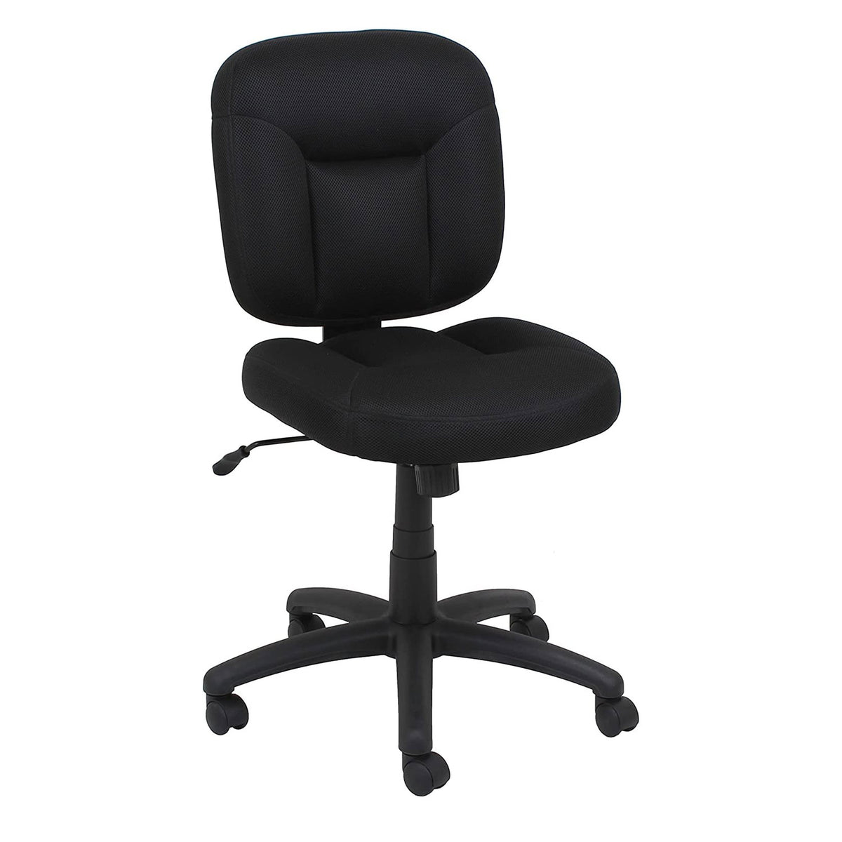 SmileSellers Upholstered, Low-Back, Adjustable, Swivel Office Desk Chair, Black