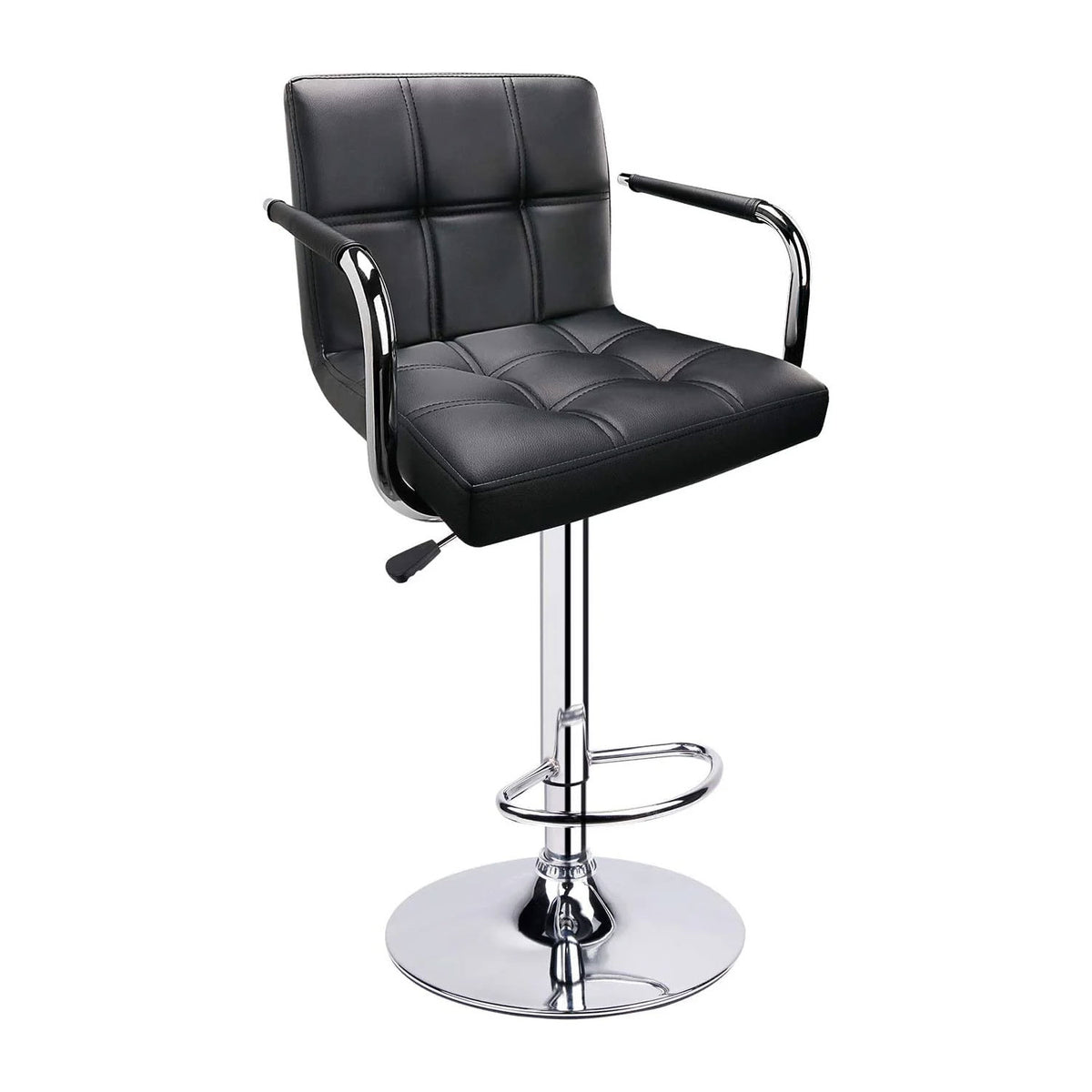 SmileSellers Revolving Swivel Bar Stool Chair| Revolving | Height Adjustable |Kitchen | Café |Store | Leatherette Bar Chair(Black)