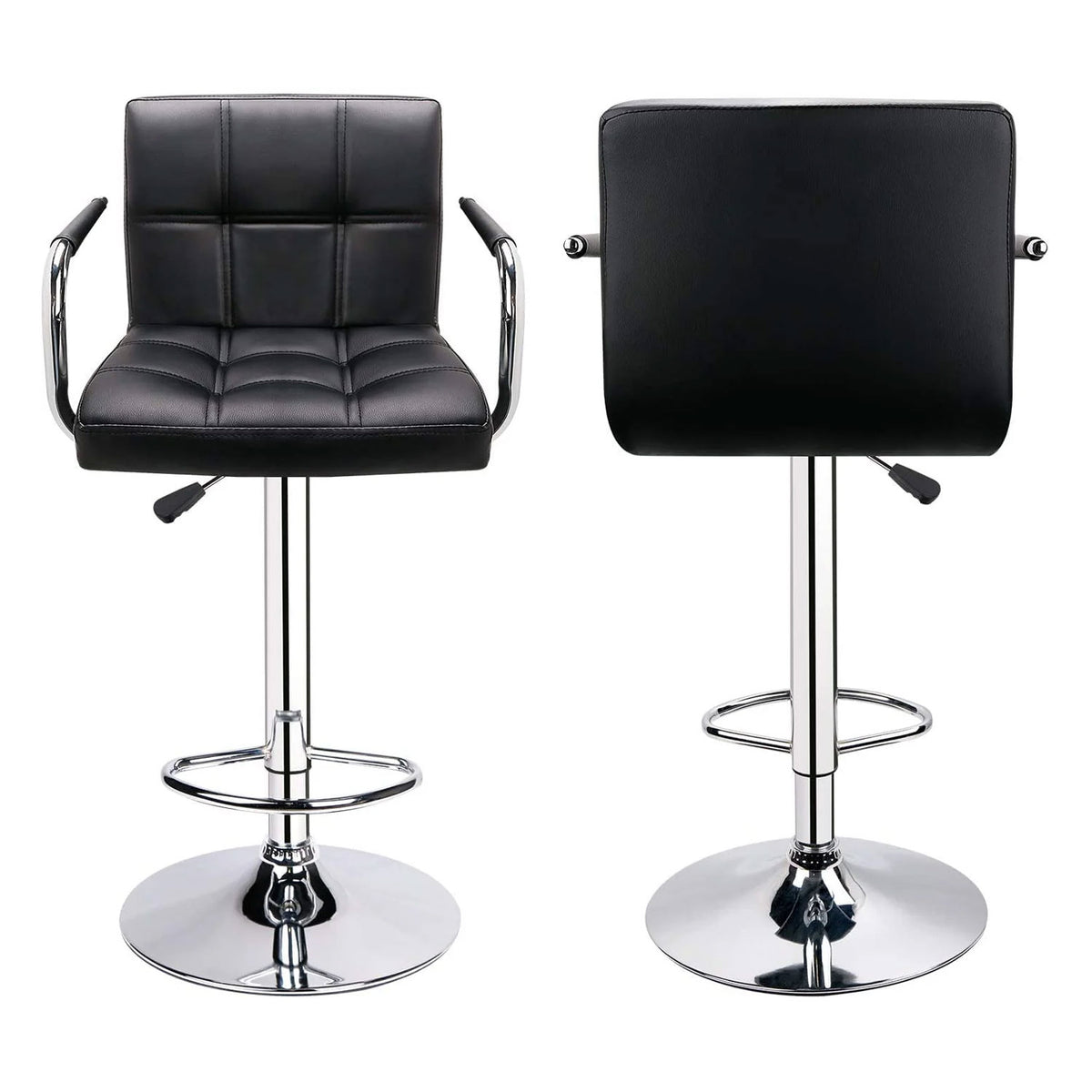 SmileSellers Revolving Swivel Bar Stool Chair| Revolving | Height Adjustable |Kitchen | Café |Store | Leatherette Bar Chair(Black)