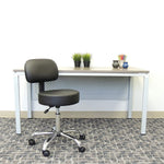 SmileSellers Mid Back Revolving Height Adjustable Office Stool with Strong Nylon Base, 360° Swivel, and Comfortable Cushion for Home & Workspaces (Black)