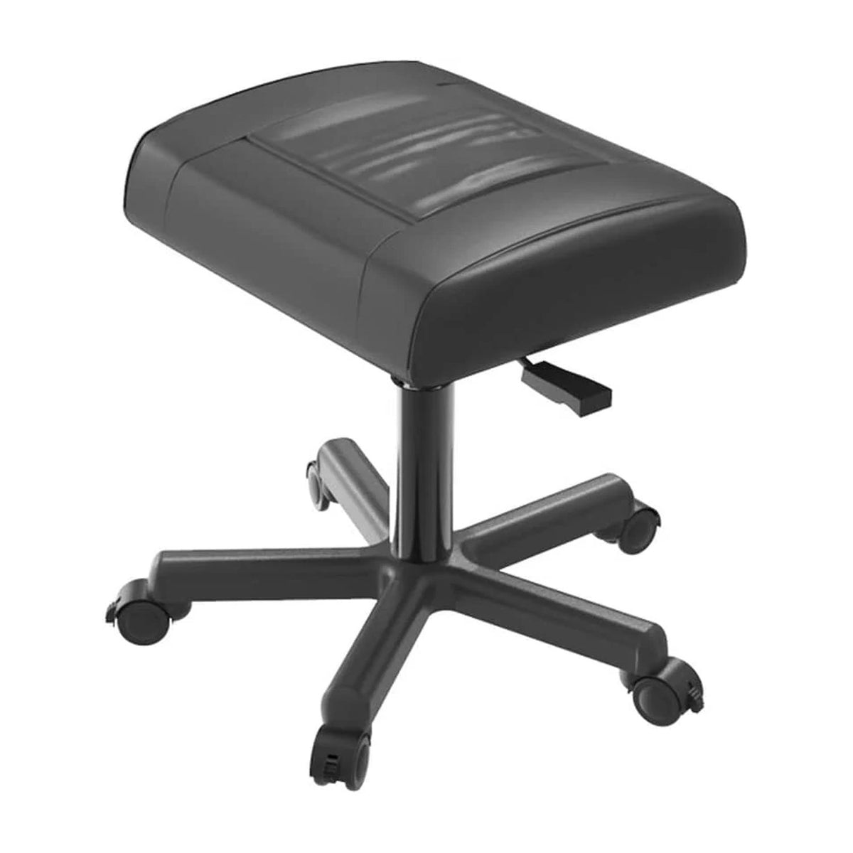 SmileSellers PU Leather Foot Stool with Wheels, Office Footrests, Height Adjustable Rolling Leg Rest, Computer Foot Rest Under Desk at Work, Small Footstool Relax Chair Gaming,Black