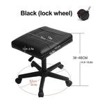 SmileSellers PU Leather Foot Stool with Wheels, Office Footrests, Height Adjustable Rolling Leg Rest, Computer Foot Rest Under Desk at Work, Small Footstool Relax Chair Gaming,Black