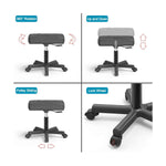 SmileSellers PU Leather Foot Stool with Wheels, Office Footrests, Height Adjustable Rolling Leg Rest, Computer Foot Rest Under Desk at Work, Small Footstool Relax Chair Gaming,Black