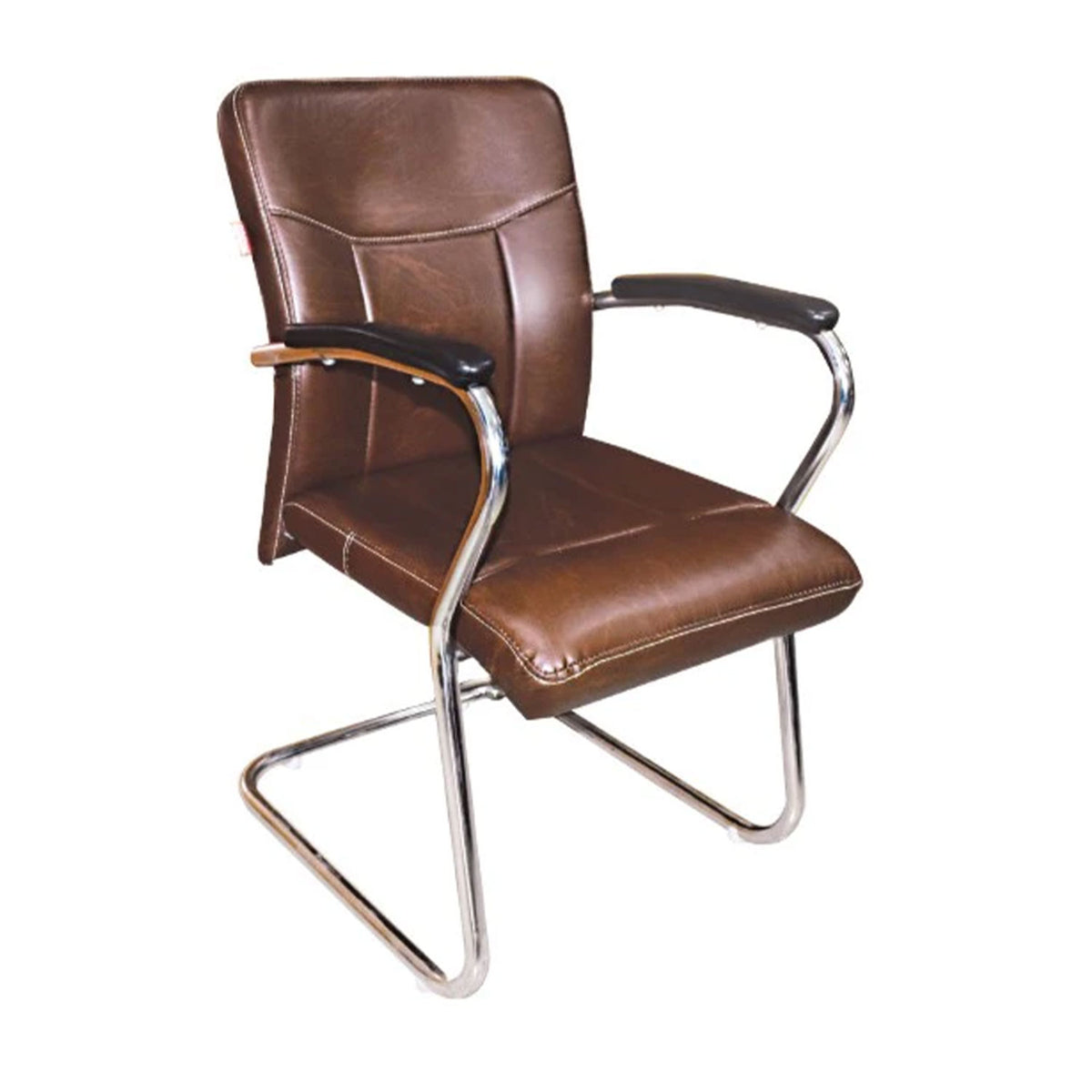 SmileSellers Office Chair Executive Visitor Study Chair with arm Rest with Steel Frame and cushoined seat Back