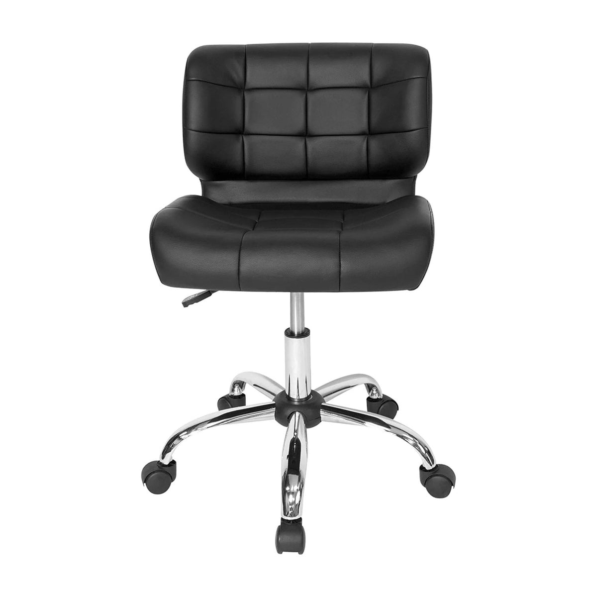 SmileSellers Modern Black Crest Armless Office Chair Swivel Task Chair Desk Chair Computer Chair